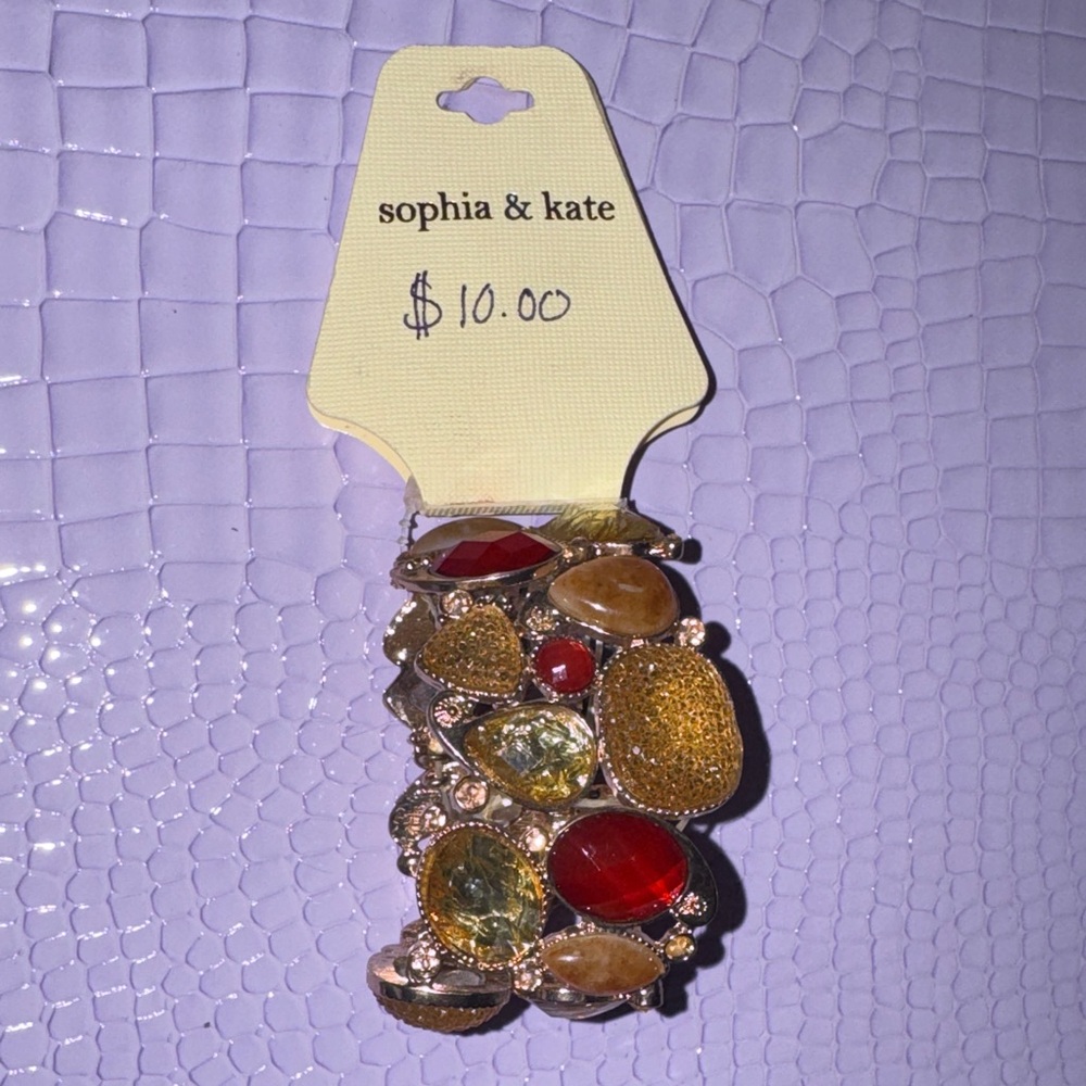 Gold and Red Gemstone Bracelet